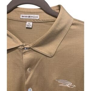 Peter Millar Polo Golf Shirt Mens 2XL XXL Tan Dove Logo Pre-owned Big & Tall